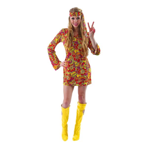 Kvinnlig Hippie Budget Maskeraddräkt - Medium